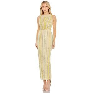 Mac Duggal 93752 Butter Yellow Beaded Pearl Formal Gown, Wedding Guest, 12 NWT